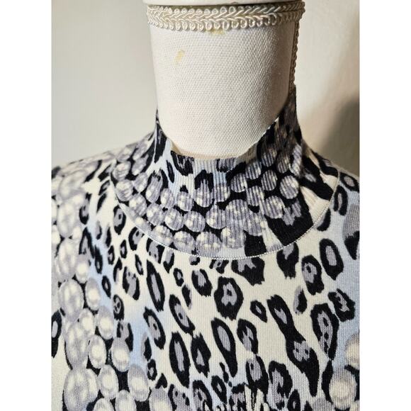 Cache Womens Black Blue Gray Embellished Long Sleeve Knit Sweater Mock Neck M - Picture 3 of 7